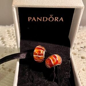 Pandora orange glass charm set of 2